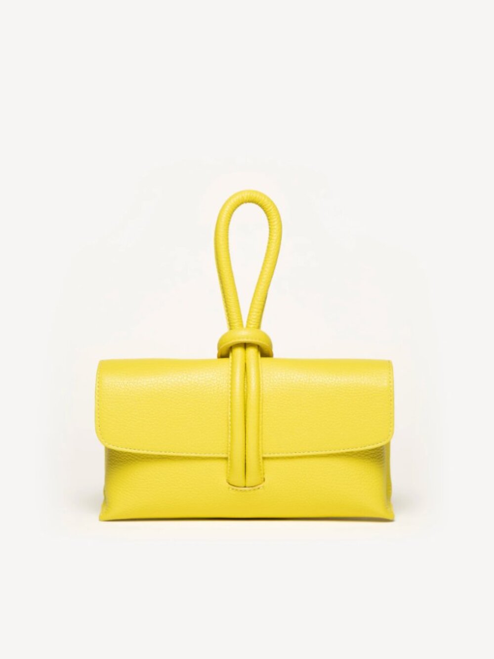 Yellow Leather Knot Wristlet Clutch